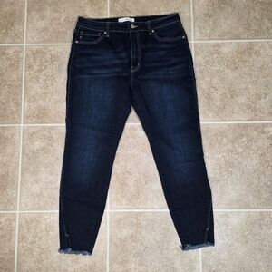 KanCan Dark Wash Raw Hem Skinny Jeans Size 15/31